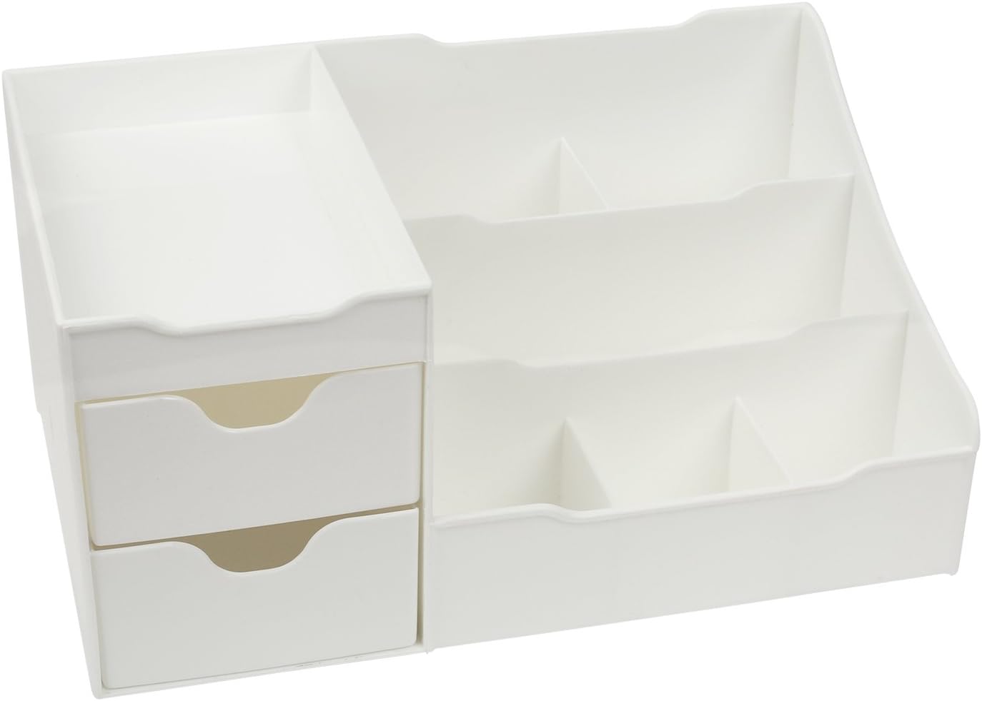 Mantello Makeup Organizer - Vanity Box with Drawers for Cosmetics, Jewelry, Accessories, Nail Care Essentials, Skincare Items - Multi-Purpose Plastic Tabletop Cabinet for Storage & Display - White : Home & Kitchen