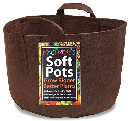 Soft POTS (10 Gallon) Best Fabric Aeration Garden POTS from Maui Mike's. Thicker Fabric and Sewn Handles for Easy Moving. Grow Bigger and Faster Tomatoes,Veggies and Herbs in Soft POTS.