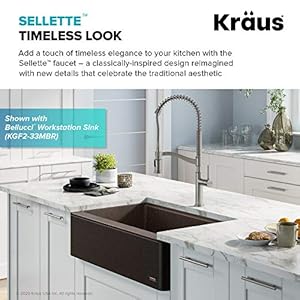Kraus sellette commercial style pull down kitchen faucet and deck plate in spot free stainless steel kpf 1683sfs  urban country home decor