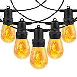 iMartine 48 FT Outdoor String Lights Waterproof LED String Light with Flame Like Flicker, 15 Vintage...