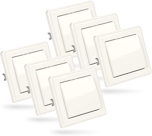 ABSINA 10er Set Unterputz Taster Lichtschalter 250V, IP20, Weiß