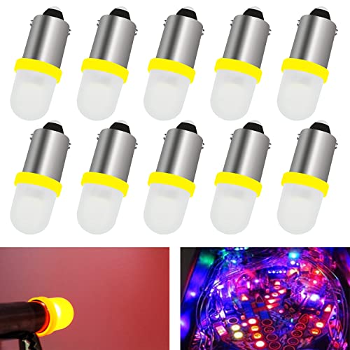 Pinball Machine Light Coin Display Bulb Pachinko Game Machine Bulb AC/DC 6V 6.3V T11 756 1893 1847 BA9S Led Bulb Replacement for Toy Car Lights,Non-Polarity,Frosted Lenses, (Pack of 10 Orange)