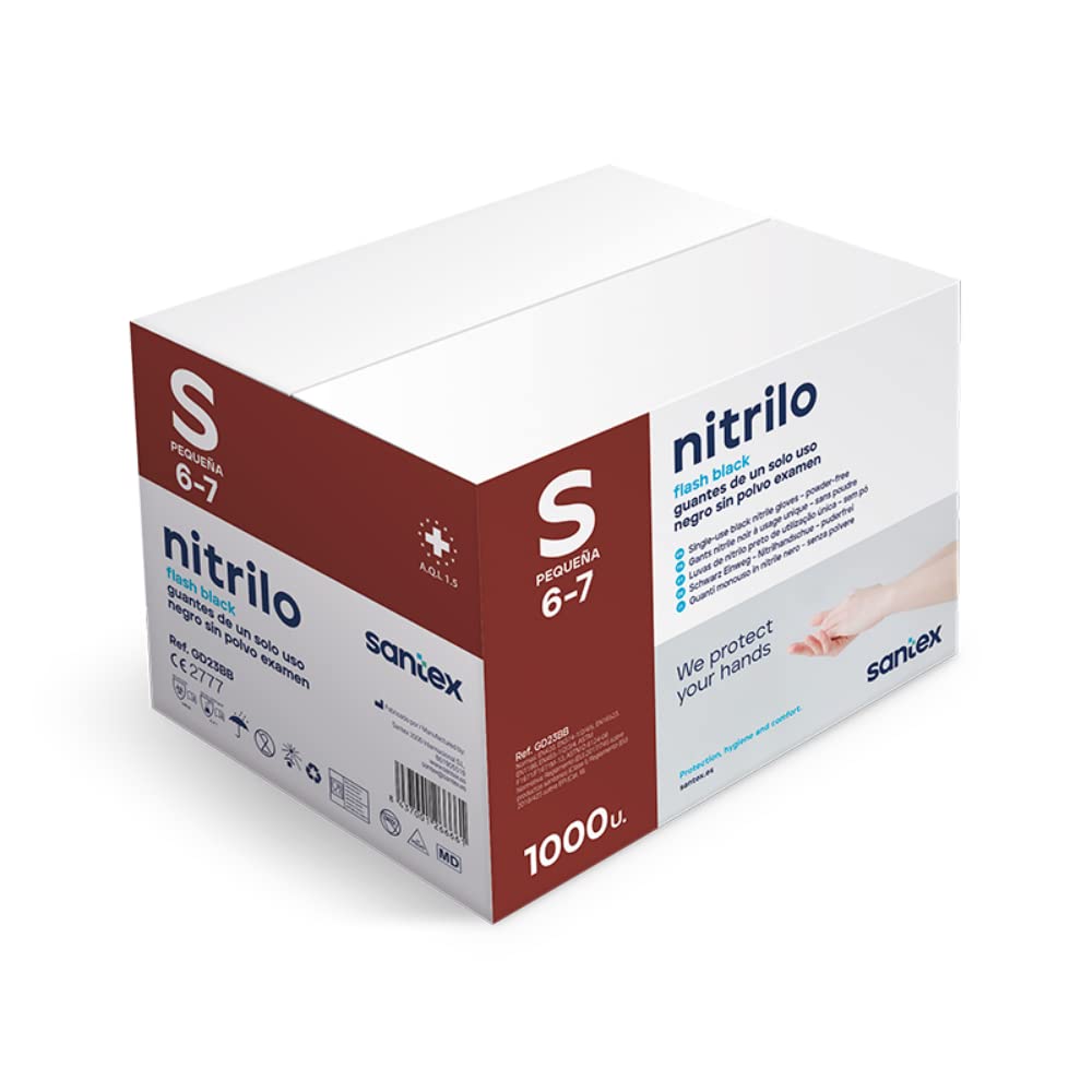 Santex BLACK NITRILE POWDER FREE GLOVES - SIZE S, Colour, S (Paquete de 100) - Image 3