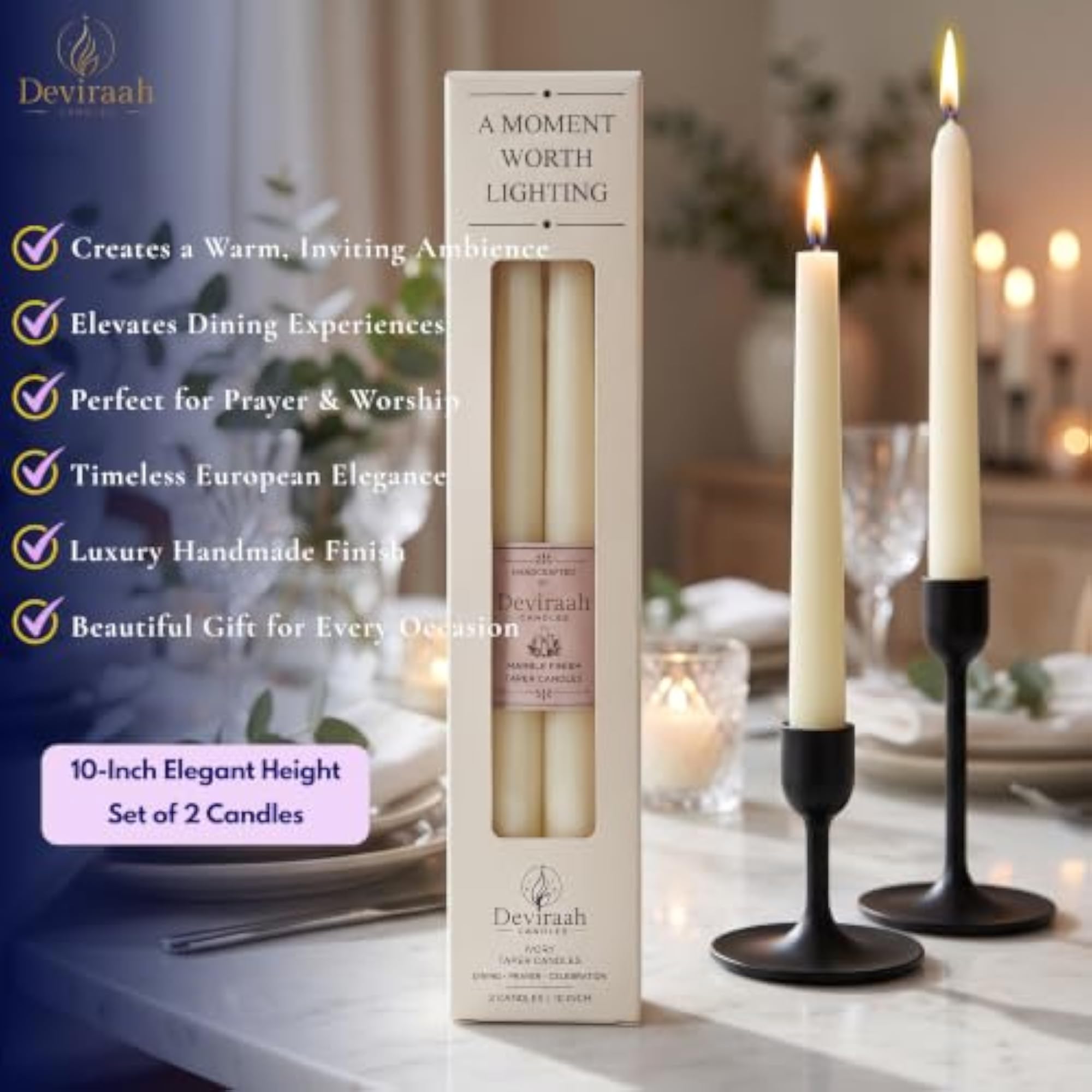 Classic Taper 10-Inch Candles, 2-Packets