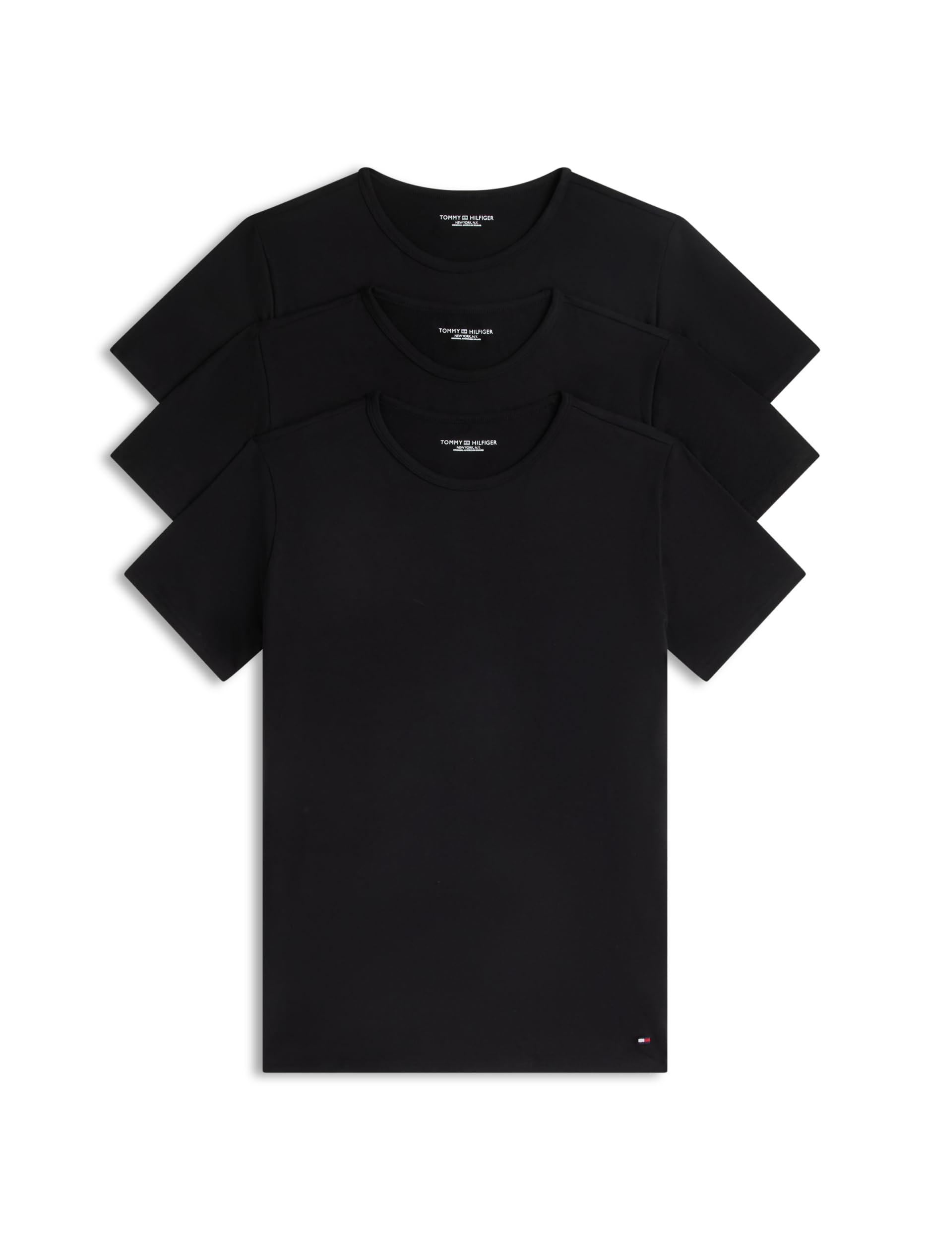 Tommy Hilfiger Camisetas de Manga Corta Pack de 3 Hombre Stretch con Cuello Redondo
