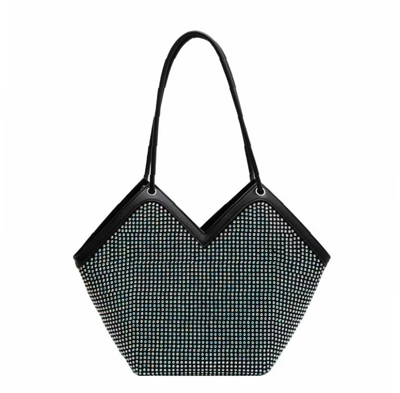 Womens Bling Rhinestone Tote Glitter Shoulder Top Handle Satchel Hobo Bags Large Capacity Handbag for Girls