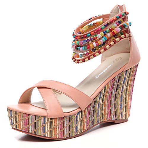 GETMOREBEAUTY - Sandali da donna con zeppa e perle...