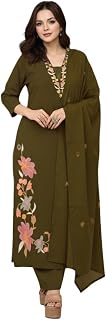 GoSriKi Kurta Set for Women Viscose Embroidered | Kurti Set for Woman | Kurta Palazzo Dupatta 3 Piece Outfit | V Neck 3/4 ... Price In India