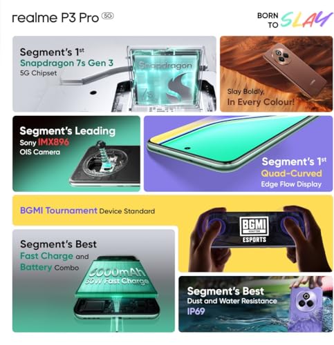 Image of Realme P3 Pro 5G (Saturn Brown, 8GB RAM, 128GB Storage) | Snapdragon 7s Gen 3 | AMOLED Display | Dual Nano-SIM | 6000mAh Battery
