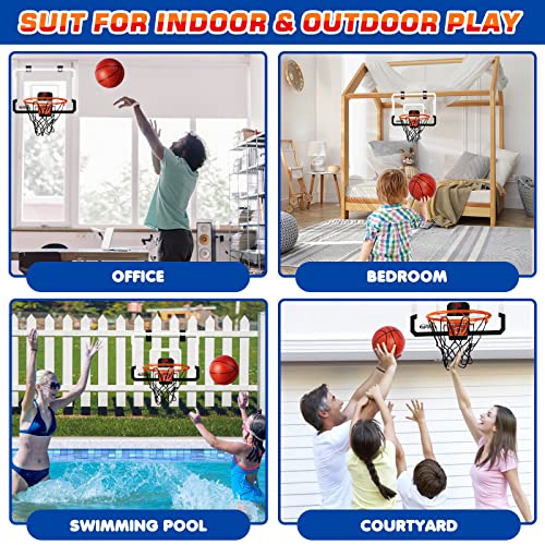 Indoor Mini Basketball Hoops - Over The Door Basketball Hoop with 4 Balls, Mini Hoop Door & Wall Office Bedroom Basketball Hoop Fan Backboards for Teens and Adults