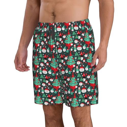 Christmas Tree and Snowman Print Stylish Beach Shorts Swim Trunks Lightweight Breathable Summer Outdoor Activities2