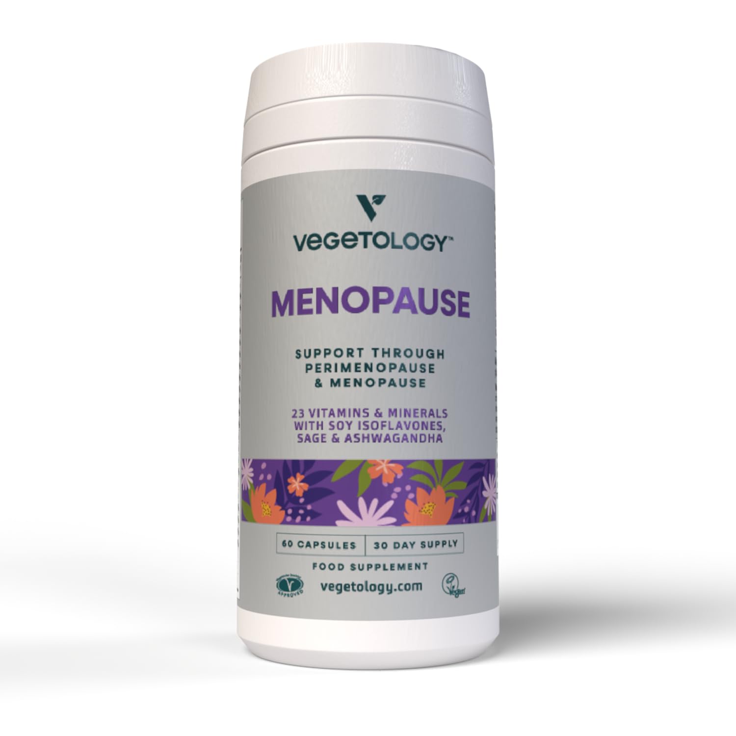 VEGETOLOGYMenopause Supplements, Sage, Ashwaghanda and Soy Isoflavone, Optimum Hormone Balance for Women, 26 Nutrients, Vegan, UK Made, for Perimenopause and Beyond