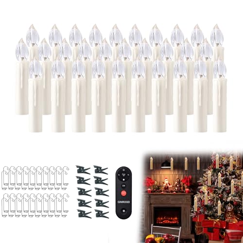YRHome 40 Stück LED Kerzen Christbaumkerzen Warmweiß Kabellos Led...