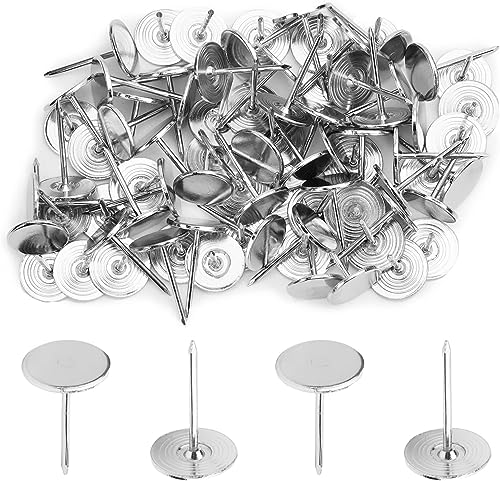 80 piezas de clavos para tapicería, 1,6 x 2,5 cm, cabeza plana, decoración de muebles, sofá, cabecero, color plateado Aicosineg
