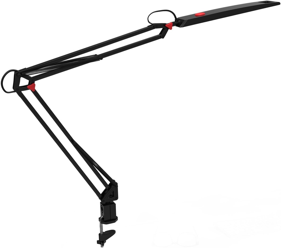 ToJane LED Desk Lamp Dimmable for Office,Swing Arm with Clamp Mount,3 Light Modes,Pro Reading/Drafting Light (Black-TG998)