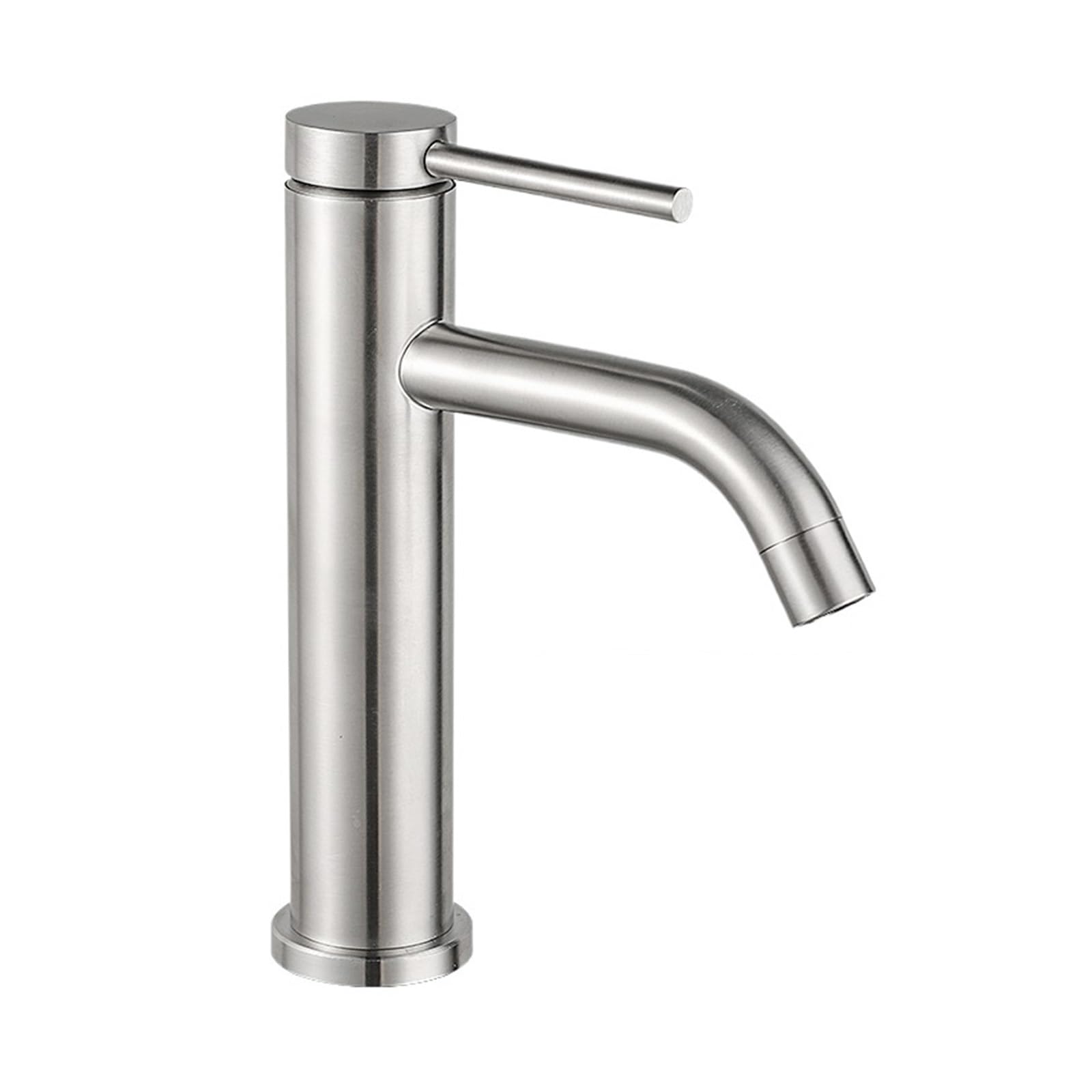 Grifo de baño de caño corto en acero inoxidable para lavabos modernos y elegantes de uso diario