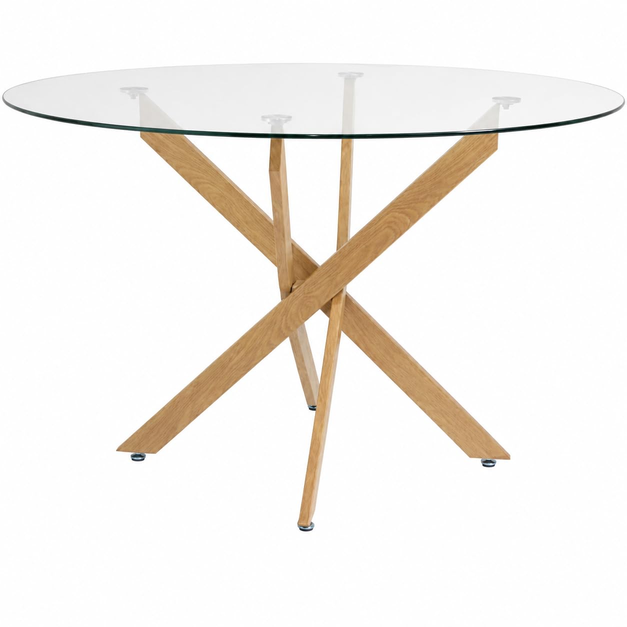 Mesa de Comedor Redonda 120 cm – Mesa de Cocina de Cristal Templado para 4-6 Personas – Mesa Redonda Moderna con Patas de Acero, Montaje Fácil, Carga 70 kg, Cambria