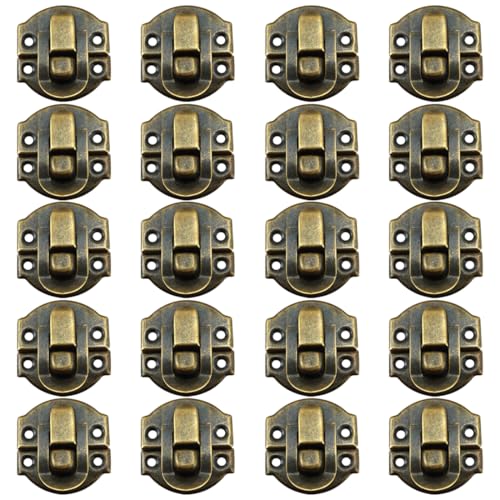 Fermoirs pour Boite en Bois, Rétro Loquet de Fermeture Malle et Coffre, 27x29mm, Fermeture Verticale, pour Boîte à Bijoux,Coffrets,Valises(20 Pièces