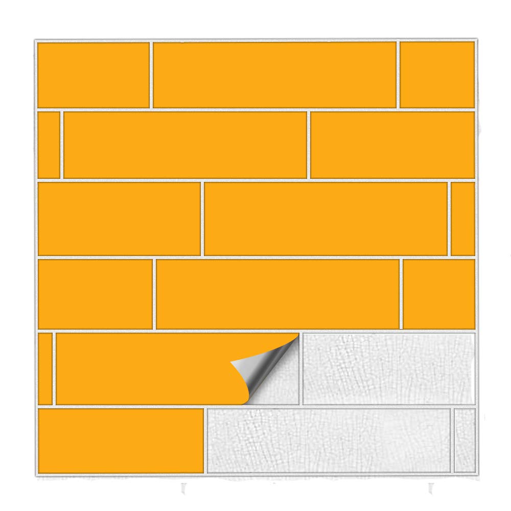 Kiwistar Tile Stickers Gold Yellow semi Gloss 5 x 20 cm - 50 Pieces - Adhesive Tiles - Tile Pattern - Sticker Tiles - Glue Over The Wall Tiles