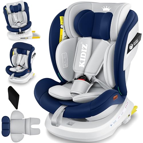 KIDIZ® Silla de coche para bebés Isofix Top Tether 360° giratoria, grupo 0/1/2/3 desde el nacimiento 0-36 kg, con toldo, arnés de 5 puntos, ajuste del reposacabezas ECE R129