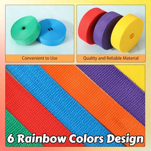 Windyun 6 Rolls 1 Inch Polypropylene Webbing 5 Yard Heavy Duty Webbing Strap Seatbelt Strapping for Indoor Outdoor DIY Gear Repair, Seatbelt, Furniture, Canoe Seat, Upholstery, 6 Colors