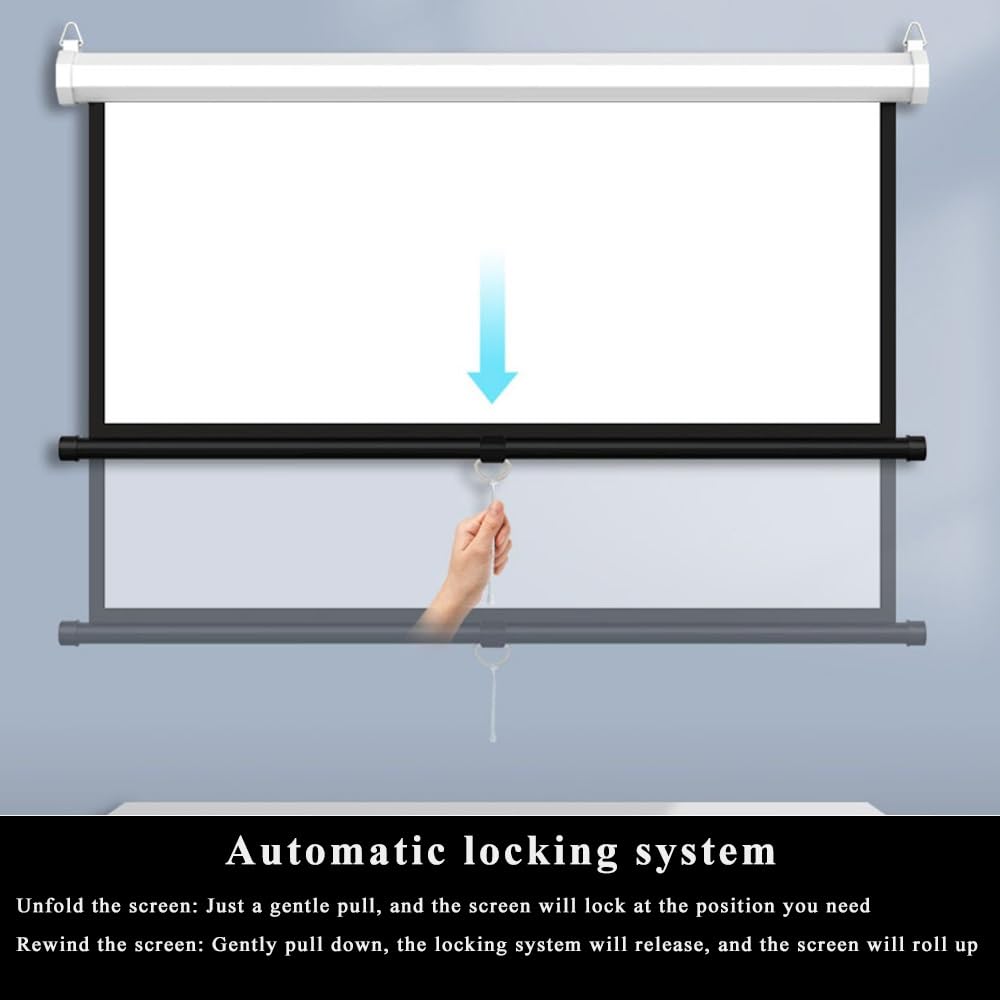 Schermo Per Proiettore Manuale 60 Pollici Schermo Di Proiezione Portatile Con Blocco Automatico Telo Videoproiettore Per Cinema Festa(60inch (4:3))
