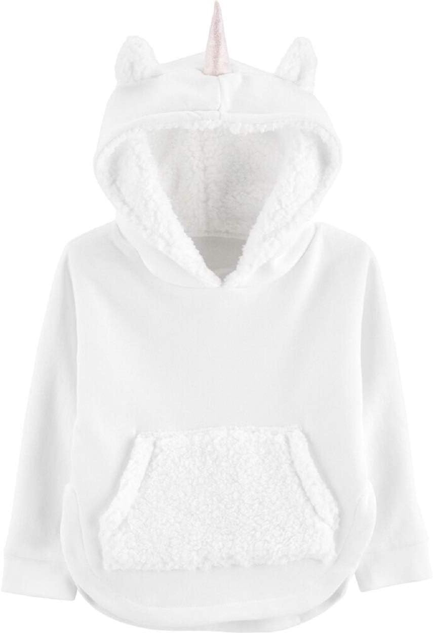 Carter's Unicorn Pullover Fleece Hoodie with 3D ears Size 24 Months White