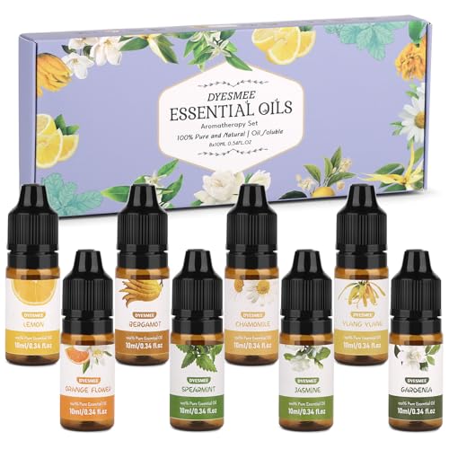 DYESMEE Juego de Aceites Esenciales, 8 x 10ml Aceite Aromático para Difusor, Juego de Aceite Aromático Natural Puro para Humidificador, Masaje, Lavandería, Fabricación de Jabón, Velas, Serie 2