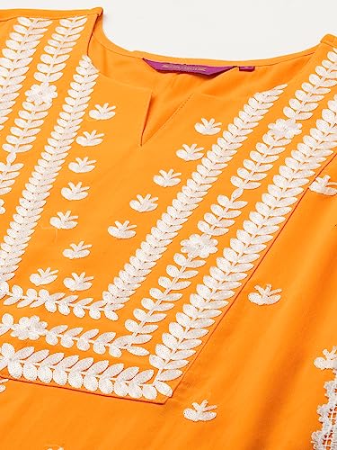 Image of ANNI Designer Women's Cotton Straight Fit Straight Viscose Chikankari Embroidered Kurta