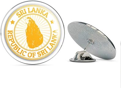 Sri Lanka Map Grunge Stamp Round Metal 0.75" Lapel Pin Hat Shirt Pin Tie Tack Pinback