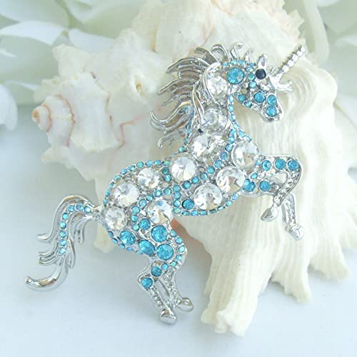 Image of Unique Animal Unicorn Horse Brooch Pin Pendant Austrian Crystal BZ6172