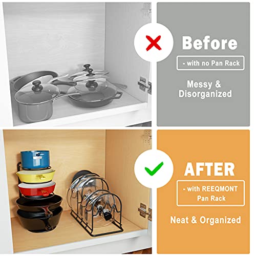 image for REEQMONT Heavy Duty Pot Rack Organizer, 5 Tier Pan Rack Storage Holder