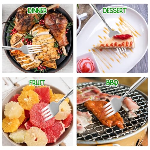 【3 PCS】Extendable Fork for Jokes, Expandable Forks, Extended/Extending/Extend, Extension from 8.7" to 25.4" Long, Stainless Steel Telescopic/Telescoping/Retractable Dinner Fork. Silver