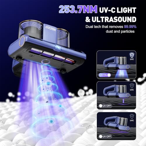 Mattress Vacuum Cleaner, 16kPa Bed Vacuum Cleaner with 253.7nm UV-C Light, Ultrasonic & 140℉ Heating, Dual Cup & Widen Suction Port Handheld Vacuums for Bed, Sofa, Couch, Crib (500W, Corded) by Gxzsk - Used condition - Image 3