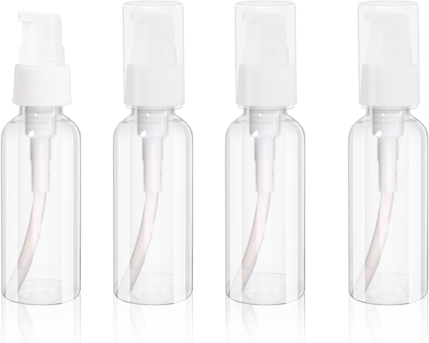 4 Pack Transparent Travel Pump Bottles 1.7oz/50ml Empty Plastic Pump Bottles Dispenser Portable Refillable Container Mini Travel Foamer Bottle for Cleaning Cosmetics Packaging Shampoo Lotion