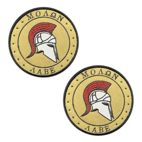 2 Pezzi Spartani Samurai Casco/Molon Labe Patch Ricamato Distintivo con Gancio Loop Supporta Appliques per Abbigliamento Borse Zaino Uniforme Gilet Militare Tattico Decorare