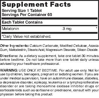 Miniatura 3 de Melatonina Timed Release 3 mg 60 Tabs