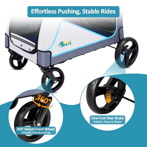 Image of Ownpets Extra Large Dog Stroller for Large Breeds, 154 lbs Capacity, Black