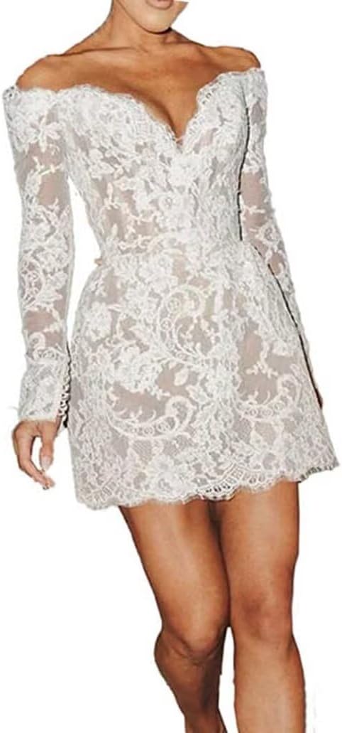 Short Wedding Dresses for Bride 2025 Lace Appliques Tulle Bride Dress with Sleeve He1082B009