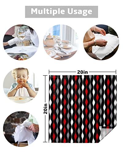 Cloth Napkins 20 X 20 Inch Set Of 4 Geometric Stripes Soft Comfortable Reusable Paper Napkins Grey White Red Black Chevron Washable Dinner Napkins For Parties Event #TOP4