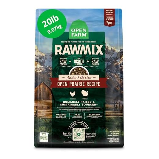 Open Farm, RawMix Dry Dog Food with Ancient Grains, Protein-Packed Kibble Coated in Bone Broth with Freeze Dried Raw Chunks, Chicken & Turkey, Open Prairie Recipe, 20lb Bag