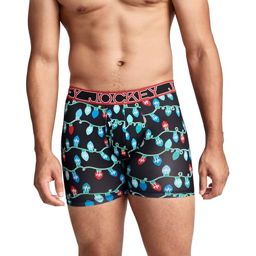 Jockey Men's Underwear Active Microfiber 5' Boxer Brief, Black Lights, L