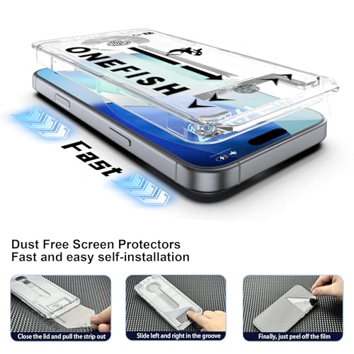 Image of OneFish Screen Protector Compatible with Samsung Galaxy S25 Ultra, 9H Tempered Glass, HD Clear, Scratch Resistant, 10s Auto Dust-Elimination Installation, Support Fingerprint Unlock,2 Pack