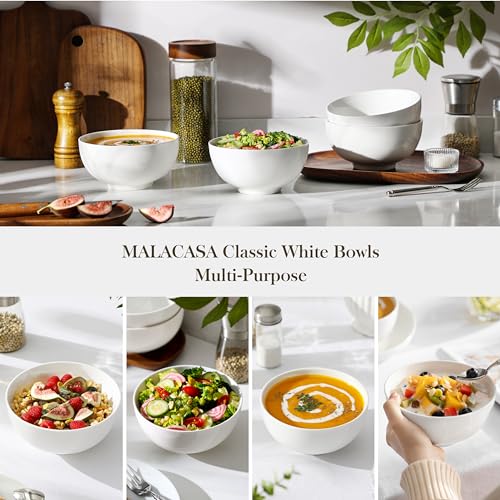 MALACASA, Series Regular, 780ml Porcelain Bowls Set of 4, Kitchen Bowls for Cereal/Soup/Pasta/Dessert/Breakfast/Ice Cream/Snack&Dip - Image 6