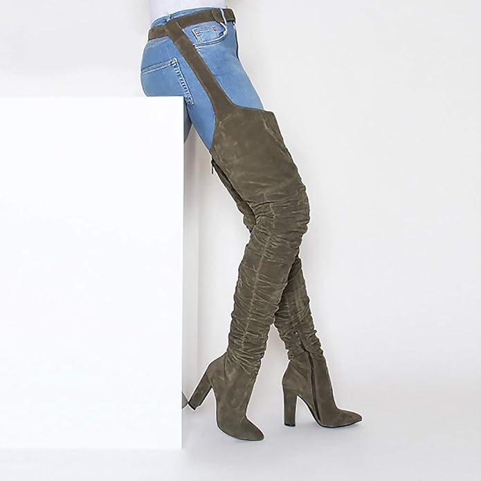 Belt thigh high boots rihanna Clearance