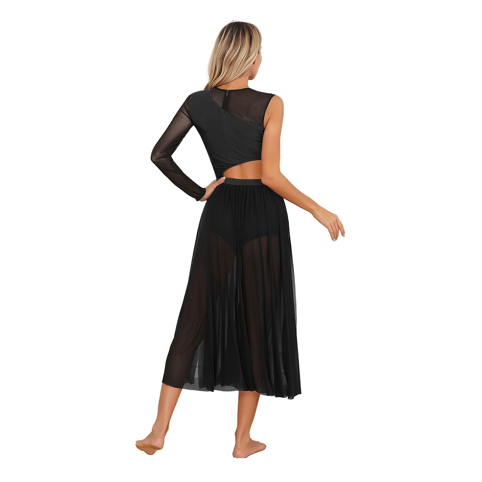 Costume Danza Lirica Donna - Abito Da Ballo Con Ritaglio In Rete Per Performance Moderne E Latine - Foto 6