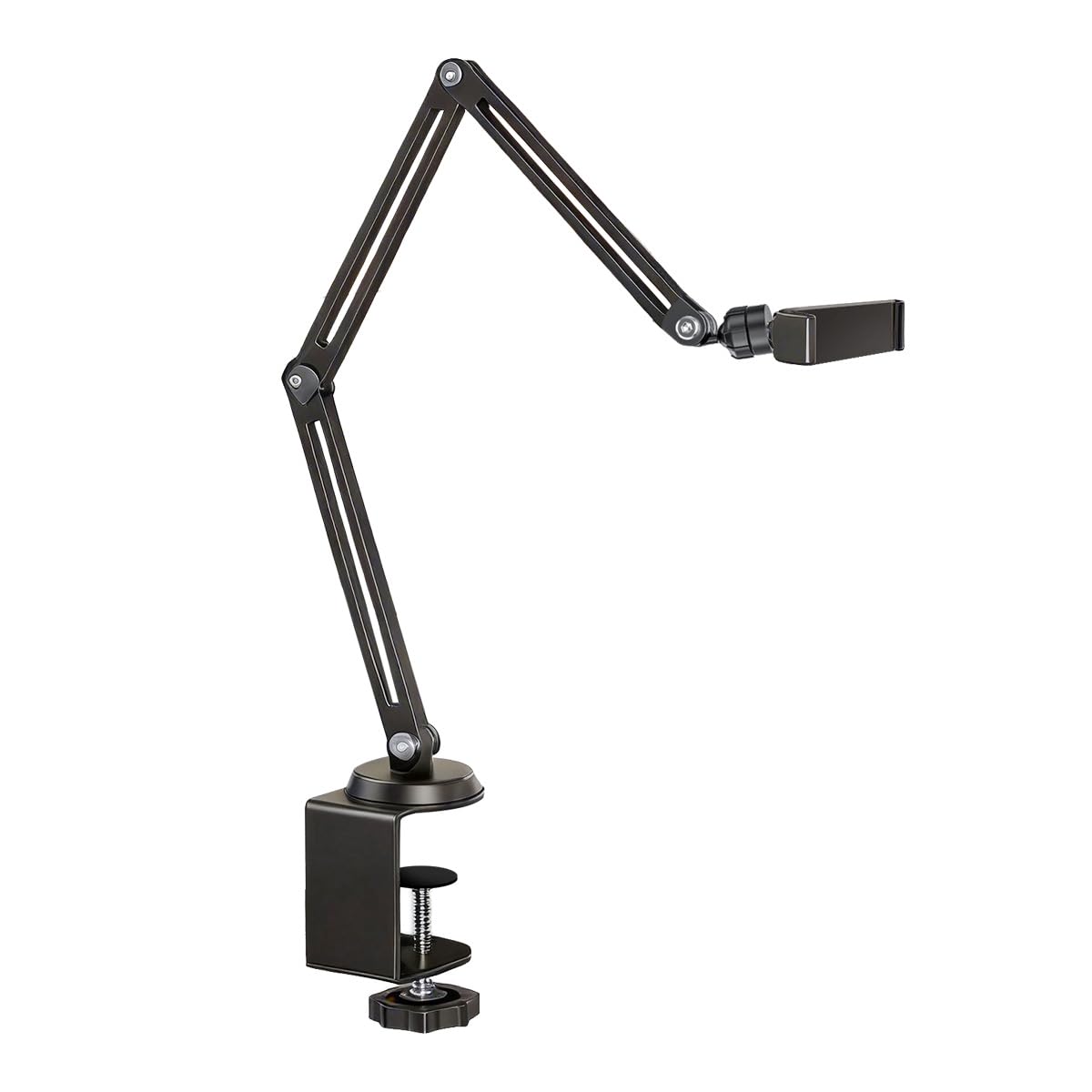 emeet overhead camera desk mount, flexible articulating webcam stand with 1/4" screw, heavy duty desk clamp camera arm for live streaming, video recording, fits smartphone, webcam, max load 4 lbs