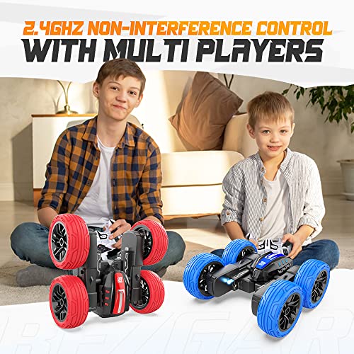 Bezgar Remote Control Car - Double Sided Mini Rc Stunt Car, 360° Flips Rotating Rc Cars With Led Lights, 2.4Ghz Indoor/Outdoor All Terrain Rechargeable Electric Toy Cars Gifts For Boys Kids And Adults #TOP3