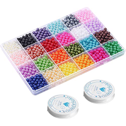 Tangger 1680 Piezas Perlas Redondas Cuentas de Colores Cuentas Planas Abalorios Cuentas de Vidrio Surtidas Multicolores Abalorios de Cristal Para Hacer Pulseras Cover