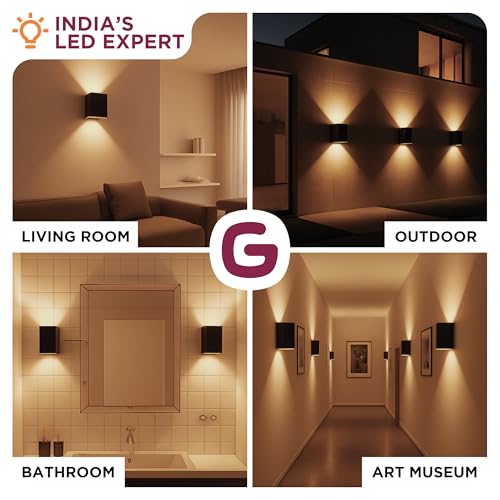 Image of GOURAV W3 Curve Waterproof LED Wall Light 2+2W | IP65 Fancy Decorative LED Lamp for Home & Outdoor Decor | 105 Lm /W Bright Wall Light for Balcony, Gate, Garden,Elevation-Warm White